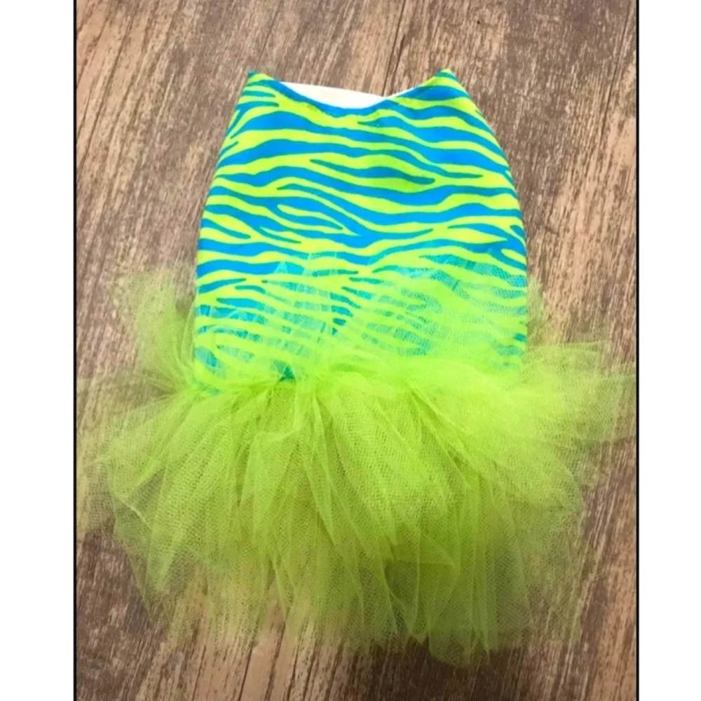 Yellow & Blue Zebra Print Tutu Dog Dress Size: Small - Picture 1 of 3